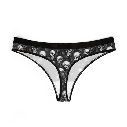 Gothic Skull and Floral Print Thong