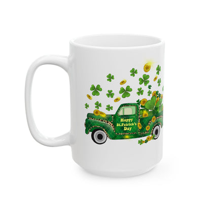 Pick Up Truck with Shamrocks | St. Patrick's Day Pot of Gold Coffee Mug | 11oz 15oz