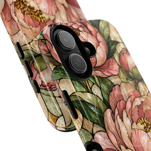 Glossy or Matte Stained Glass Peony MagSafe iPhone Case