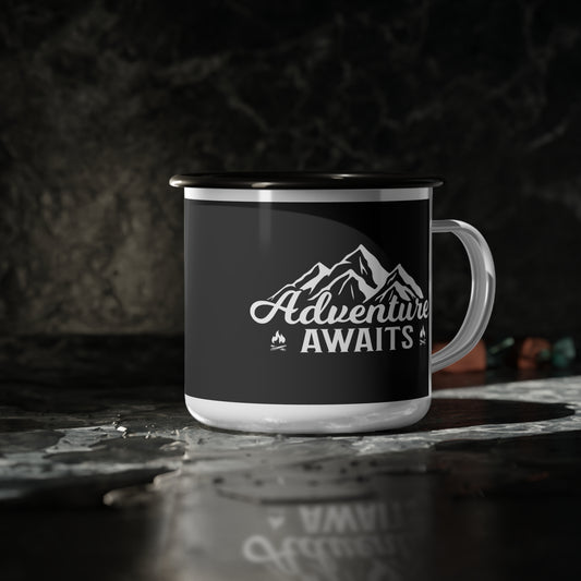 Adventure Awaits - 12oz Enamel Camping Mug