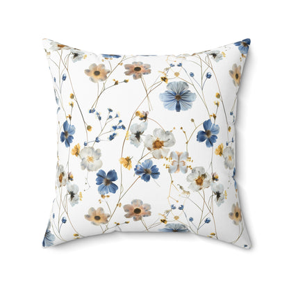Boho Blue and Yellow Floral - Indoor Throw Pillow