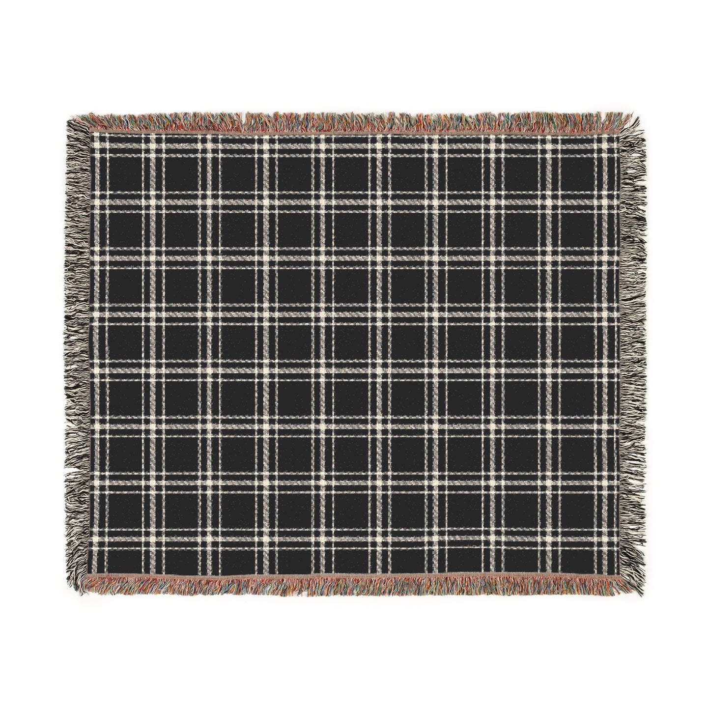 Cozy Blue and White Plaid - Woven Blanket