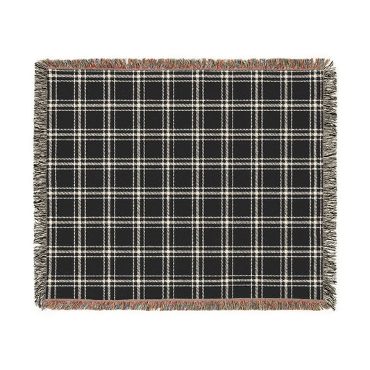 Cozy Blue and White Plaid - Woven Blanket