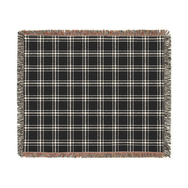 Cozy Blue and White Plaid - Woven Blanket