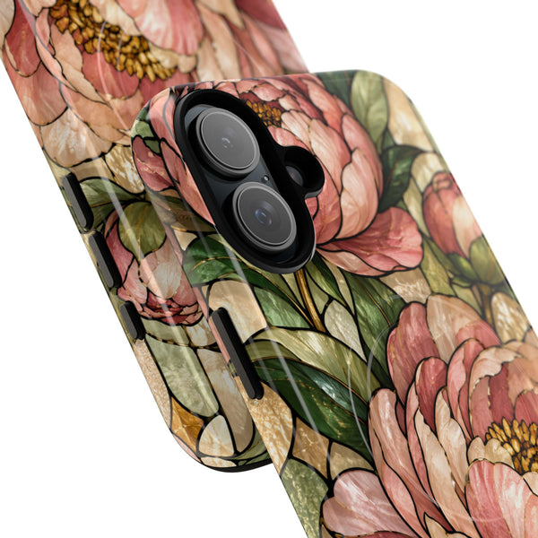 Glossy or Matte Stained Glass Peony MagSafe iPhone Case
