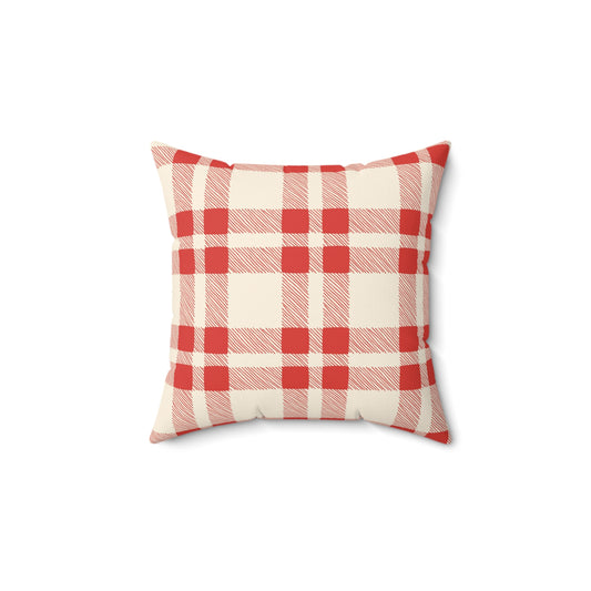 Red and White Gingham - Indoor Throw Pillow - Front and Back Design