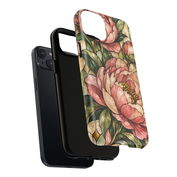 Glossy or Matte Stained Glass Peony MagSafe iPhone Case