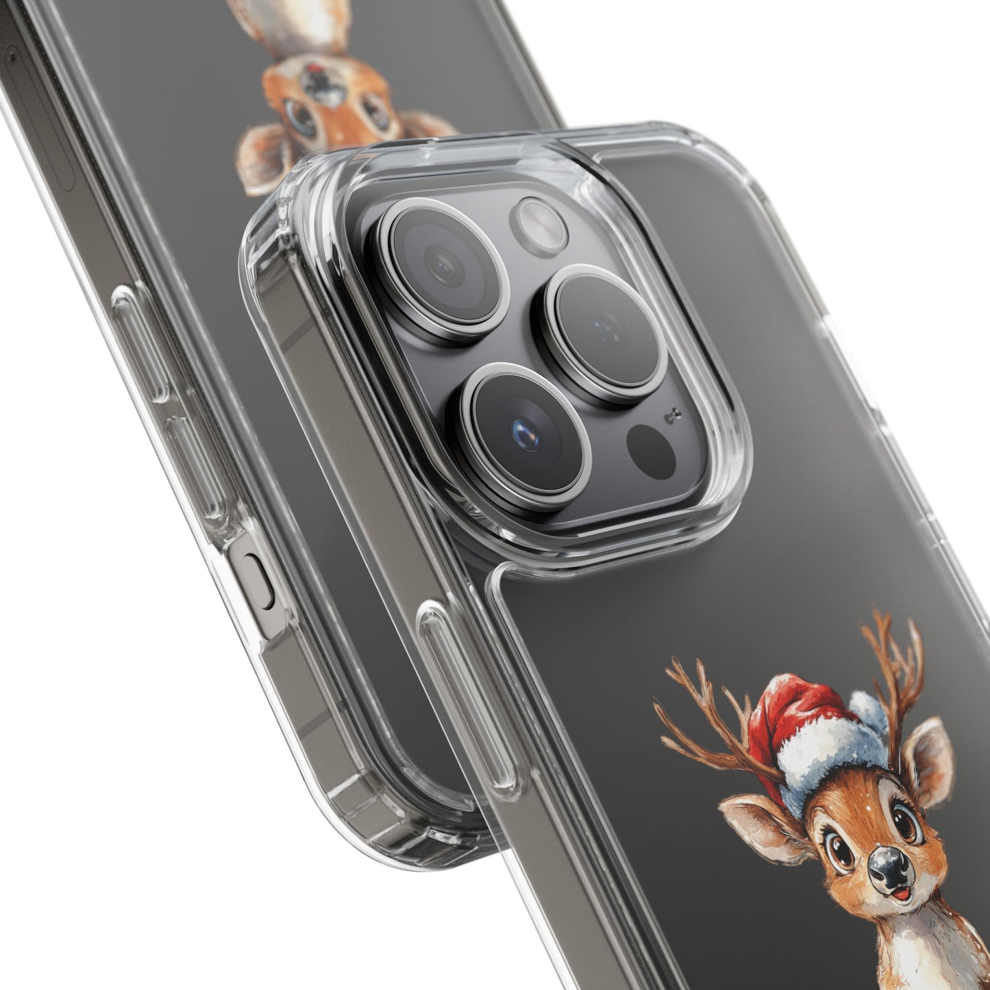 Festive Reindeer on a Clear Phone Case