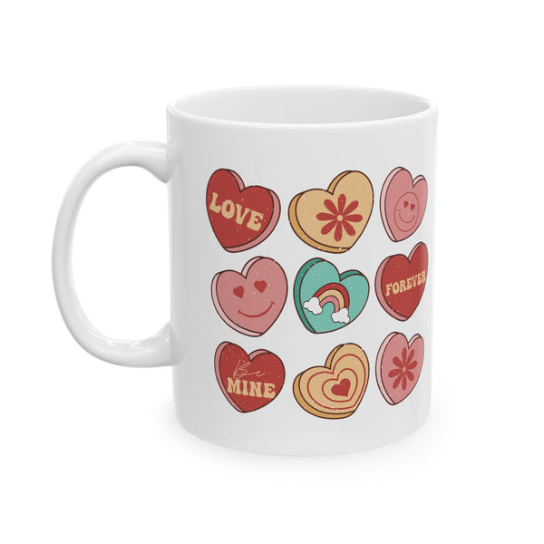 Conversation Heart Ceramic Mug 11oz, Valentines Day Love Mug, Sweethearts