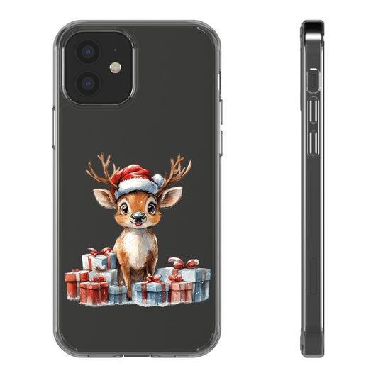 Festive Reindeer on a Clear Phone Case