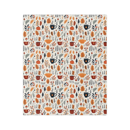 Cozy Floral Velveteen Blanket, Soft Throw for Fall Decor, Seasonal Gift, Home Warmth, Autumn Blanket for Snuggling