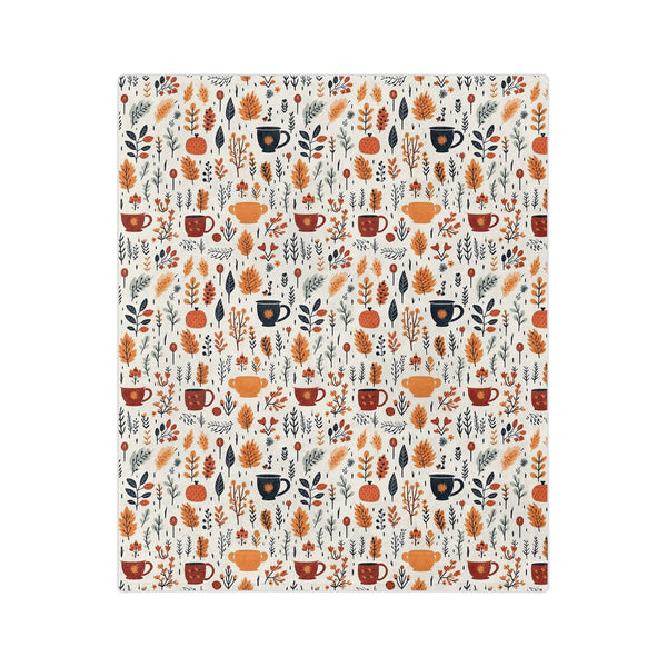 Cozy Floral Velveteen Blanket, Soft Throw for Fall Decor, Seasonal Gift, Home Warmth, Autumn Blanket for Snuggling