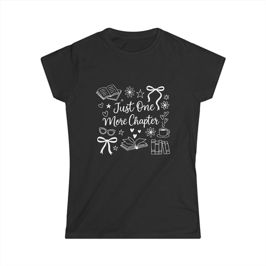 Book Lover's Softstyle Tee, Just One More Chapter Shirt, Reader Gift, Literary T-Shirt, Cozy Book Apparel, Reading Tee