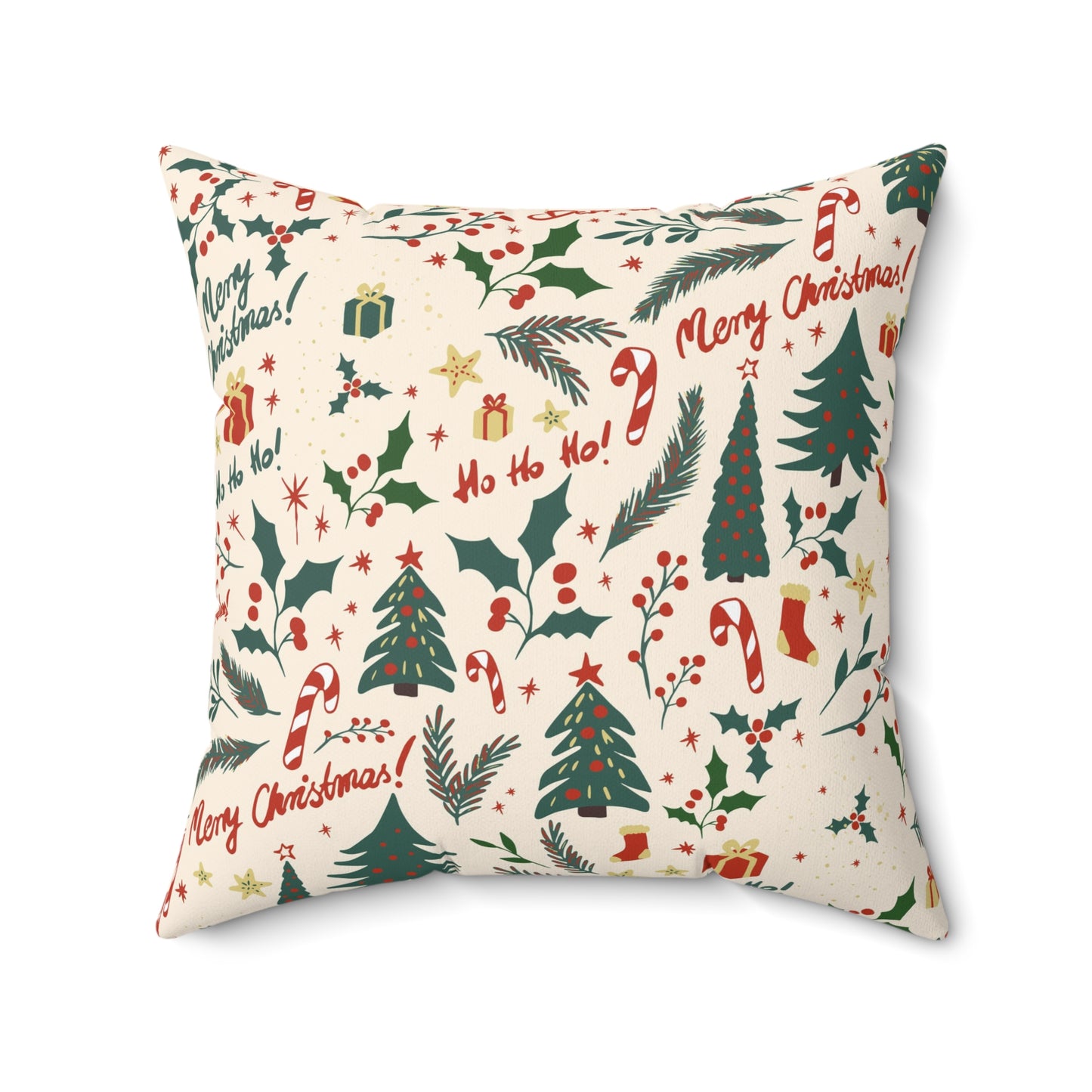 Holiday Throw Pillow – Red & White Christmas Decorative Pillow