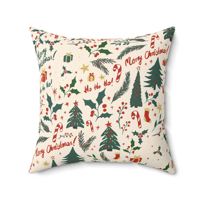 Holiday Throw Pillow – Red & White Christmas Decorative Pillow