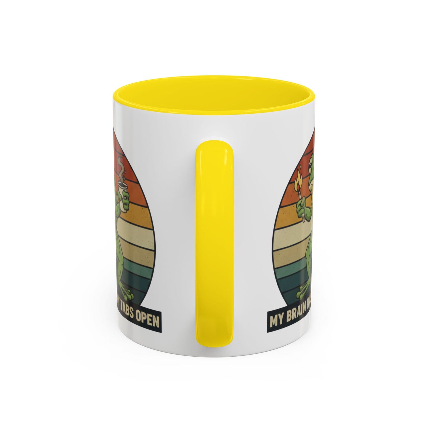 "Too Many Tabs Open" Retro Frog Accent Mug - 11oz & 15oz Ceramic Coffee Cup