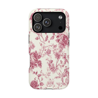 Pink Floral Toile de Jouy MagSafe iPhone Case