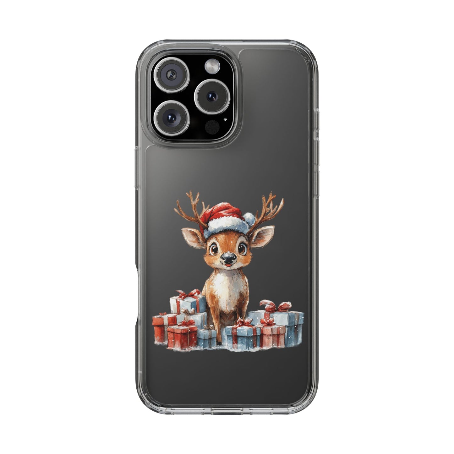 Festive Reindeer on a Clear Phone Case