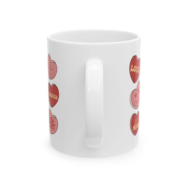 Conversation Heart Ceramic Mug 11oz, Valentines Day Love Mug, Sweethearts