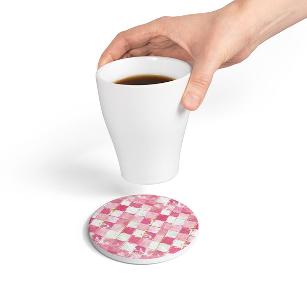 Chic Pink Checkered Ceramic Coaster Set, Modern Home Decor, Unique Gift for Housewarming, Wedding, or Birthday, Kitchen Accessories, [...]