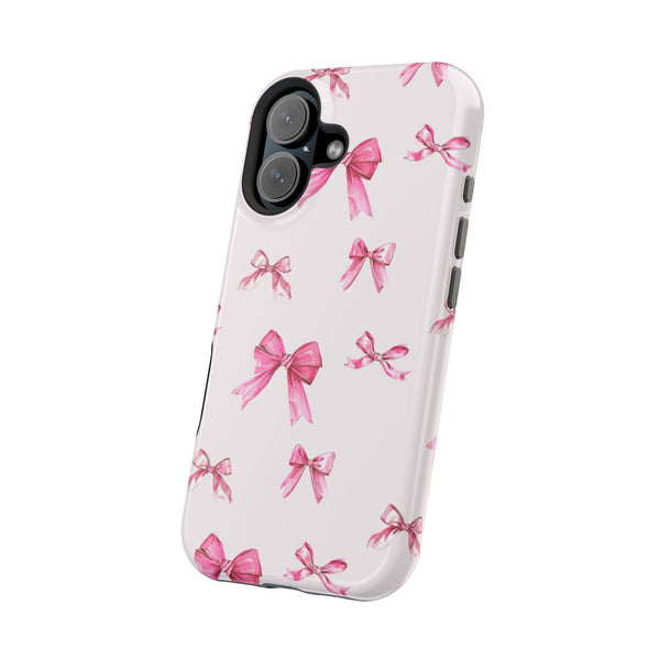 Coquette Pink Bow MagSafe Phone Case | Fits iPhone 13–16 | Matte or Glossy Finish