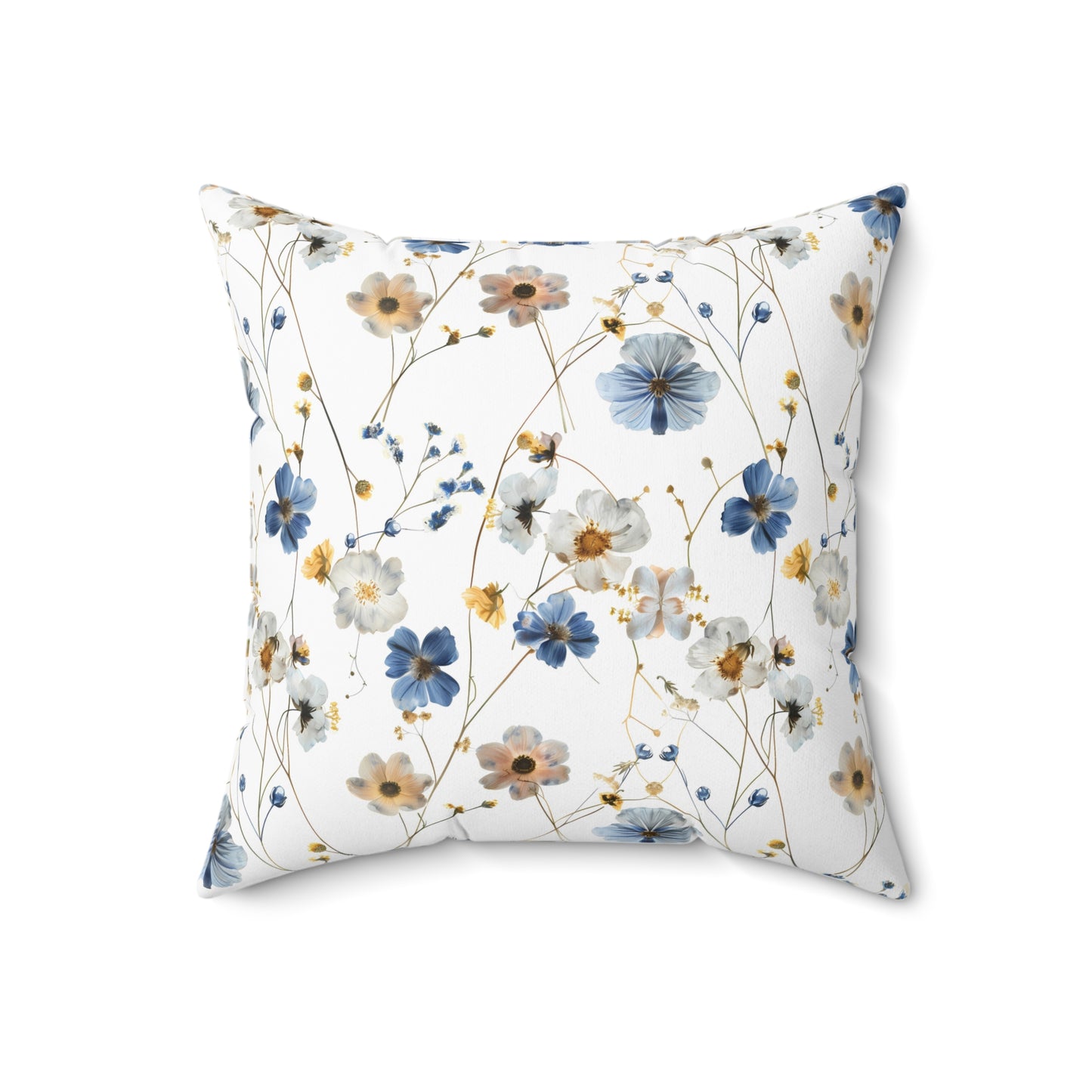 Boho Blue and Yellow Floral - Indoor Throw Pillow