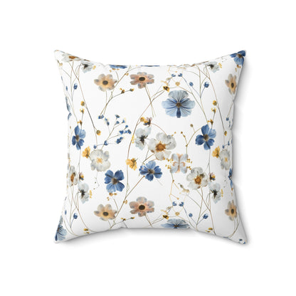 Boho Blue and Yellow Floral - Indoor Throw Pillow