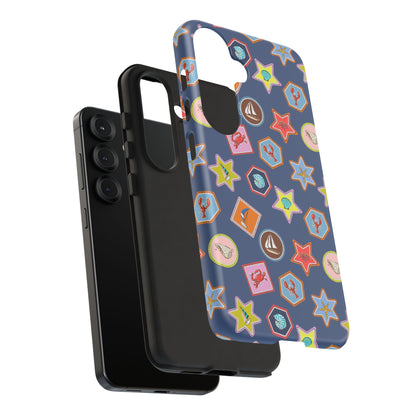 Lobsters Sailboats and Seashells on Navy Blue Phone Case