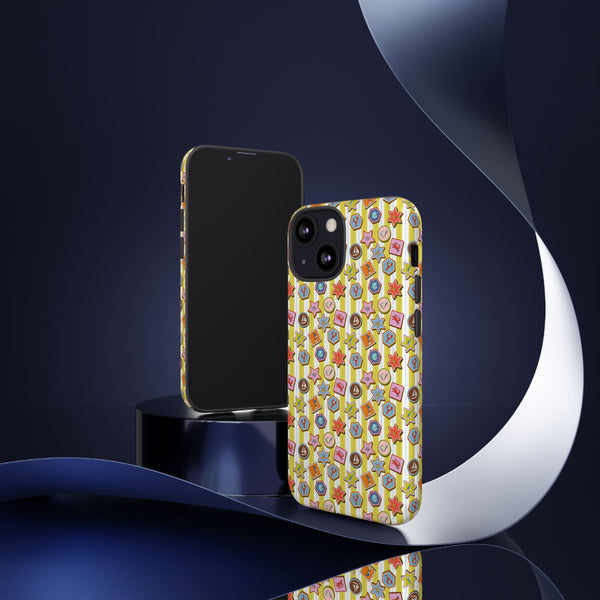 Yellow and White Striped Phone Case Summer Themed iPhone Samsung Case Pixel Summer Tough Cases