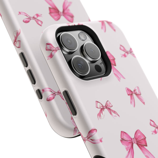 Coquette Pink Bow MagSafe Phone Case | Fits iPhone 13–16 | Matte or Glossy Finish