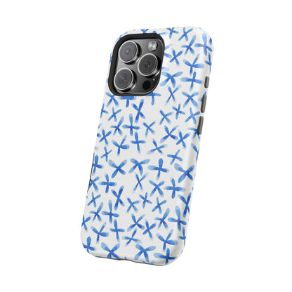 Blue Floral MagSafe iPhone Case — Magnetic Impact-Resistant