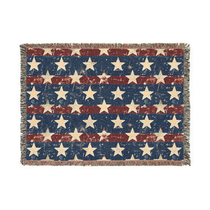 Patriotic Star Woven Blanket