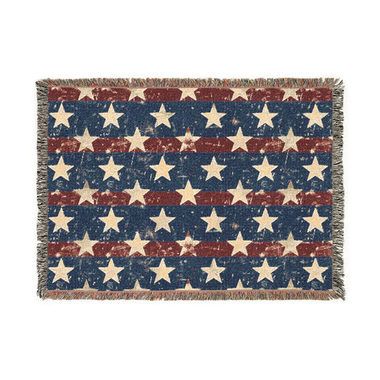Patriotic Star Woven Blanket
