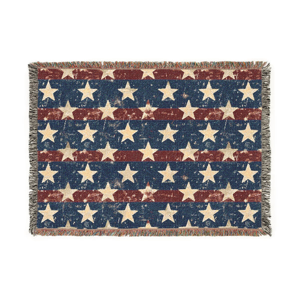 Patriotic Star Woven Blanket