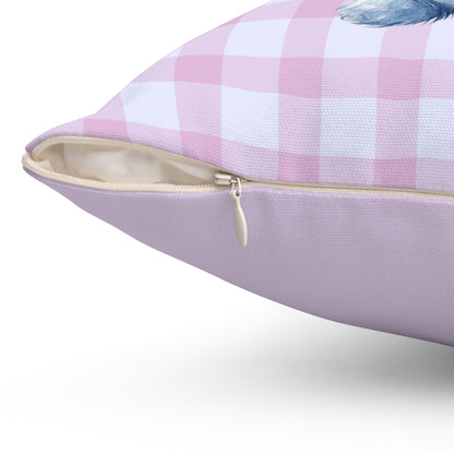 Easter Bunny Pink Gingham Pastel - Indoor Throw Pillow