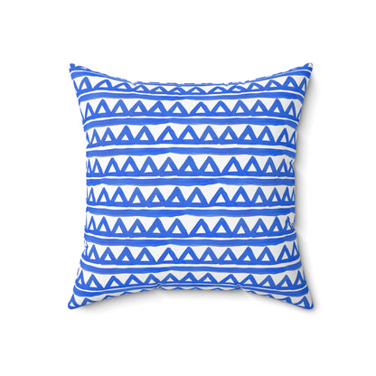 Blue Triangle Patterned - Indoor Square Pillow