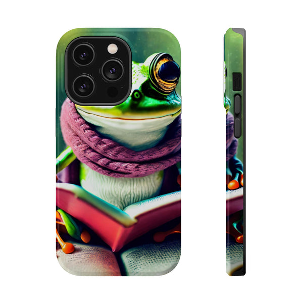 Frog Design Magnetic Tough Case, Studious Frog Magnetic Phone Case for iPhone 15, iPhone 14 Phone Case, iPhone 13 Phone Case