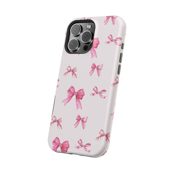 Coquette Pink Bow MagSafe Phone Case | Fits iPhone 13–16 | Matte or Glossy Finish
