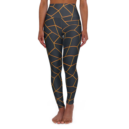 High Waisted Yellow Line Yoga Leggings