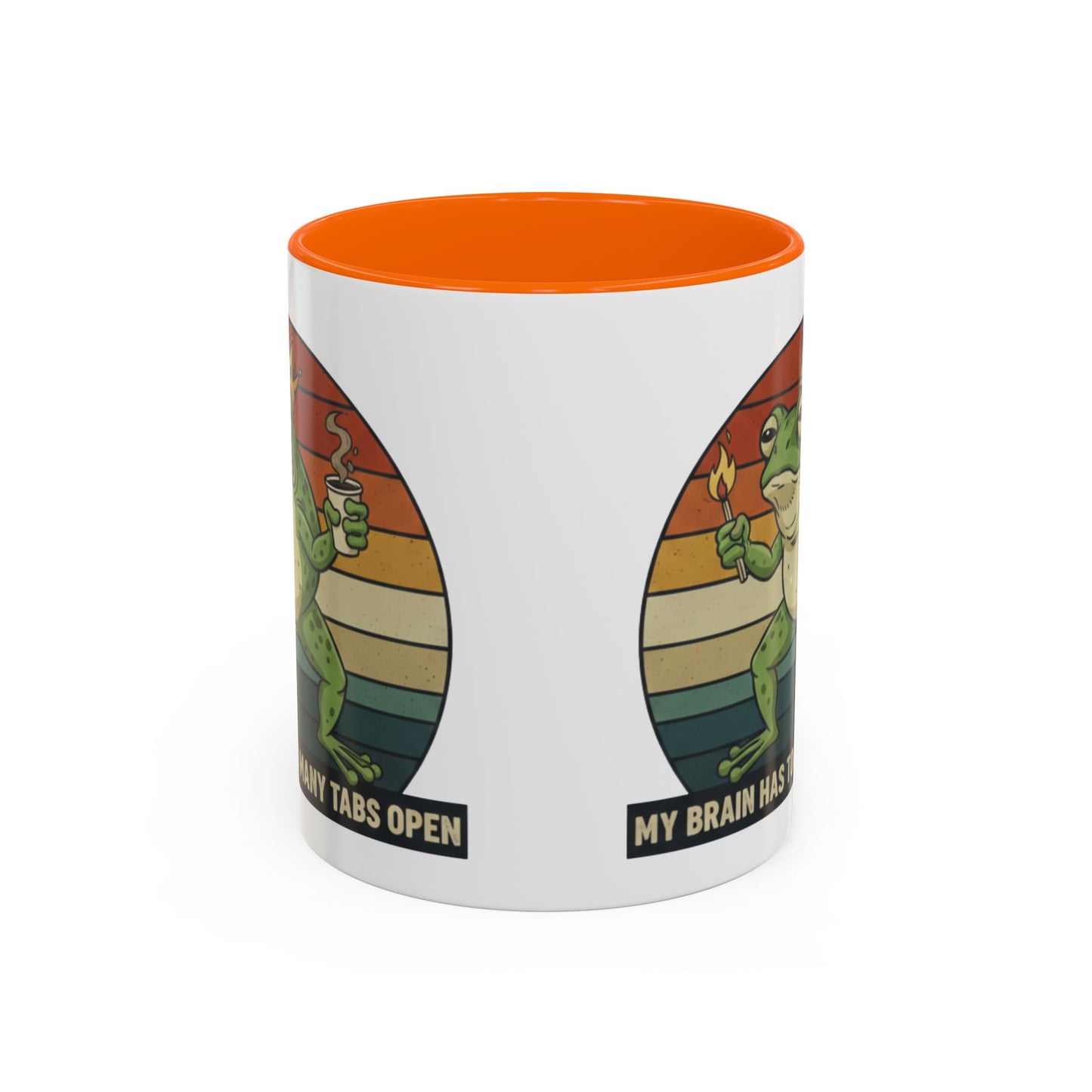 "Too Many Tabs Open" Retro Frog Accent Mug - 11oz & 15oz Ceramic Coffee Cup