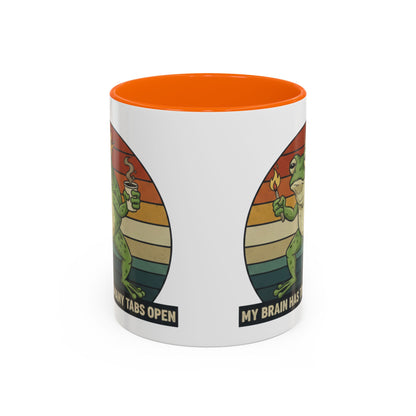 "Too Many Tabs Open" Retro Frog Accent Mug - 11oz & 15oz Ceramic Coffee Cup