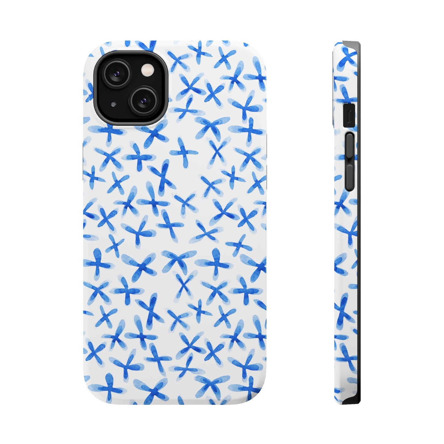Blue Floral MagSafe iPhone Case — Magnetic Impact-Resistant