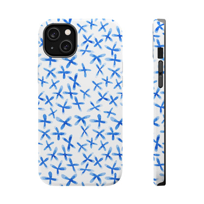 Blue Floral MagSafe iPhone Case — Magnetic Impact-Resistant