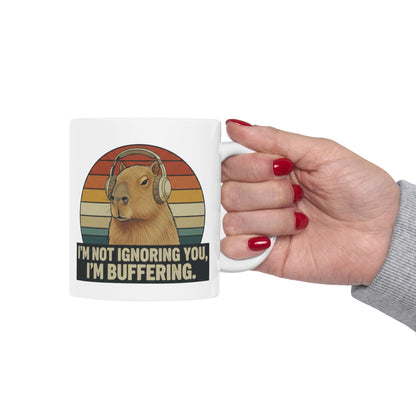 Capybara Buffering Ironic Mug | Funny Unhinged Animal Retro Gift 11oz & 15oz