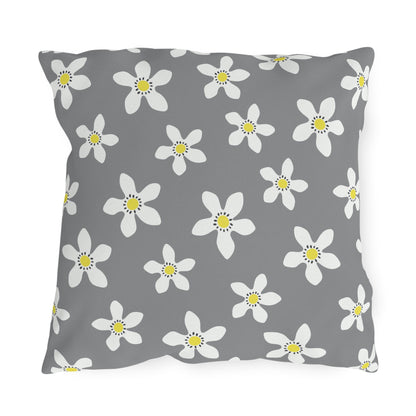 Daisy on Gray - Outdoor Throw Pillow
