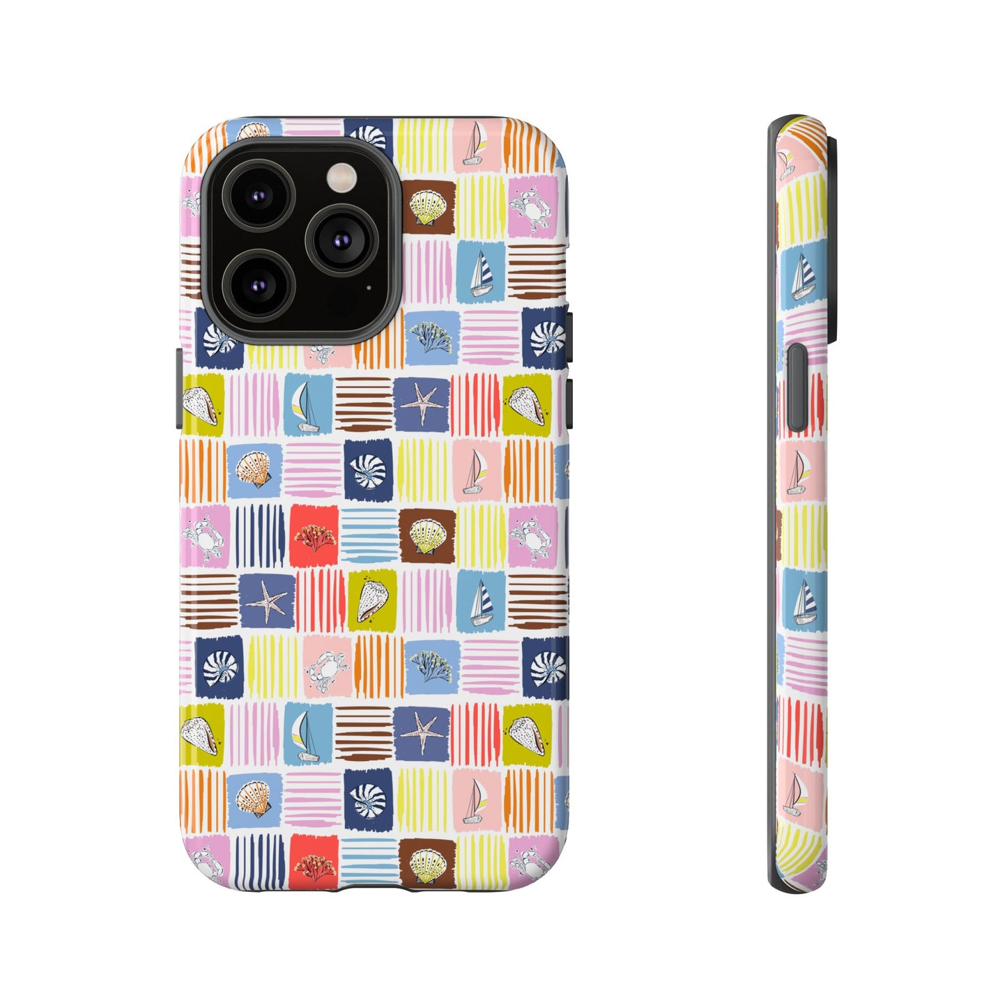 Colorful Seashells Sailboats and Starfish Summer Themed Phone Case