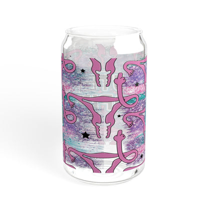 No Uterus No Opinion 16oz Glass Cup with Lid and Straw