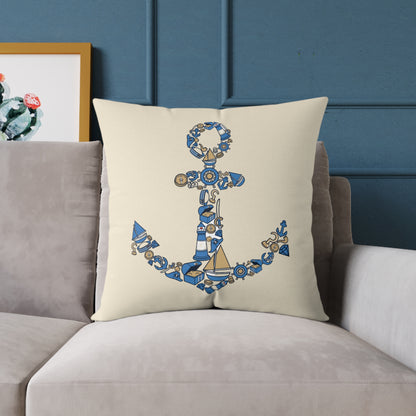 Nautical Anchor - Indoor Coastal Decor Throw Pillow