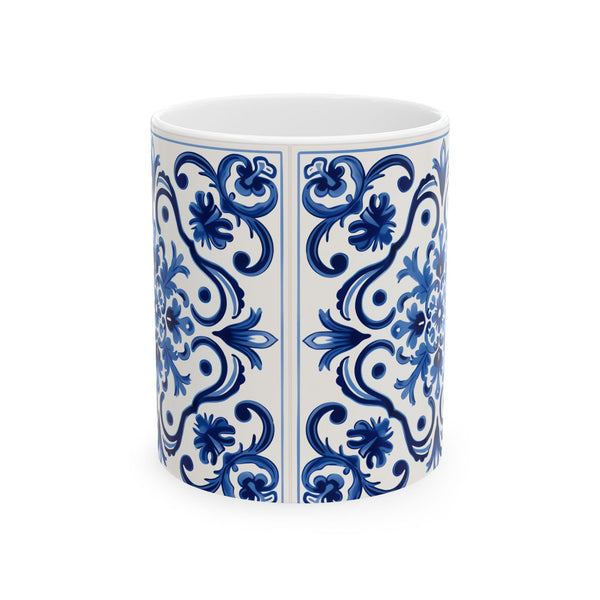 Blue Title Ceramic Mug, 11 oz mug, Portuguese Blue Title Inspired