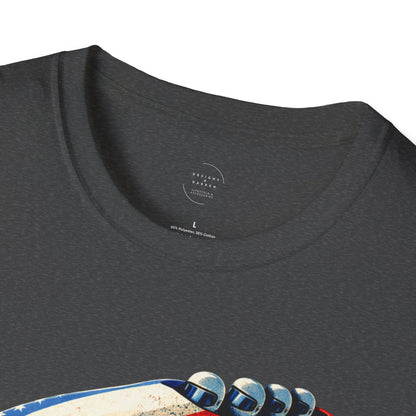 67 Bobsled Team USA T-Shirt - Patriotic Red White Blue Drip Graphic - Winter Sports Streetwear - Gildan Softstyle Men Women
